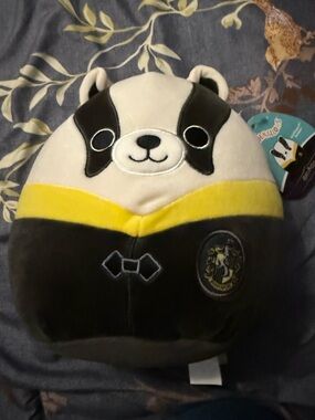 Squishmallows Plush Panda Backpack in Yellow, Black, White